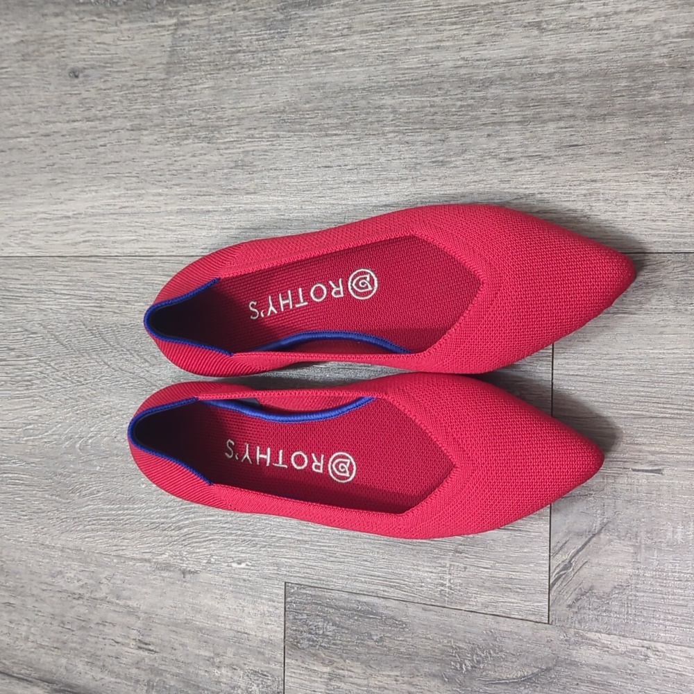 Rothy's Pointed Toe Chill Red Solid Blue Halo Fla… - image 1